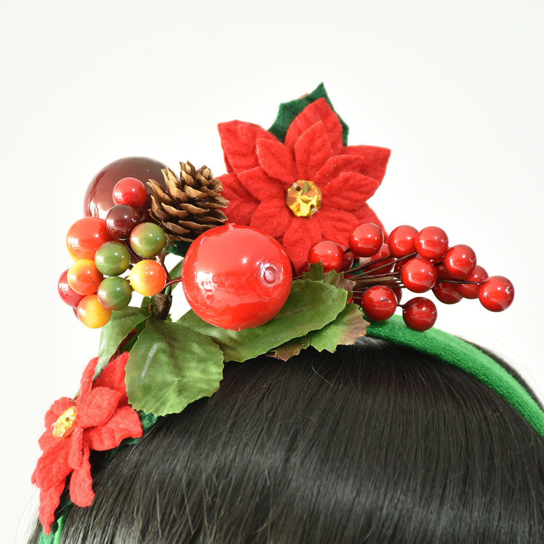 Diadema nochebuenas y frutas