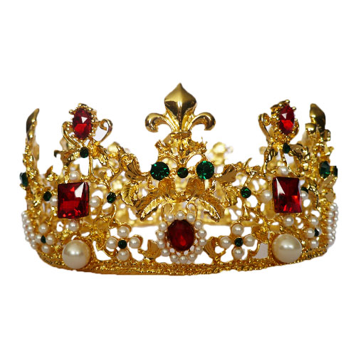 Corona dorada con pedrería y perlas Mod. E63275